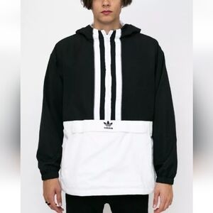 Adidas Pullover Hoodie Jacket Outerwear Mens Black and White Size Large